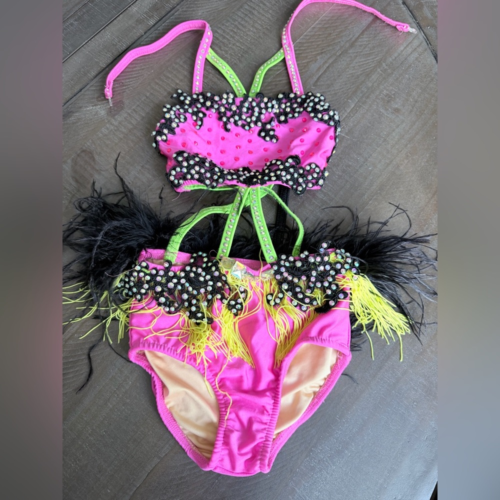 Child small Vibrant Pink and Black Glamour Costume